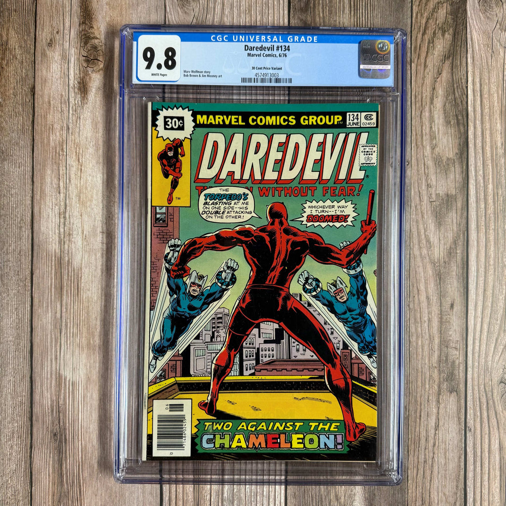 Bry's Comics *B0X1 Daredevil #134 CGC 9.8 WP Cover Art by Jim Mooney, 30 Cent Price Variant