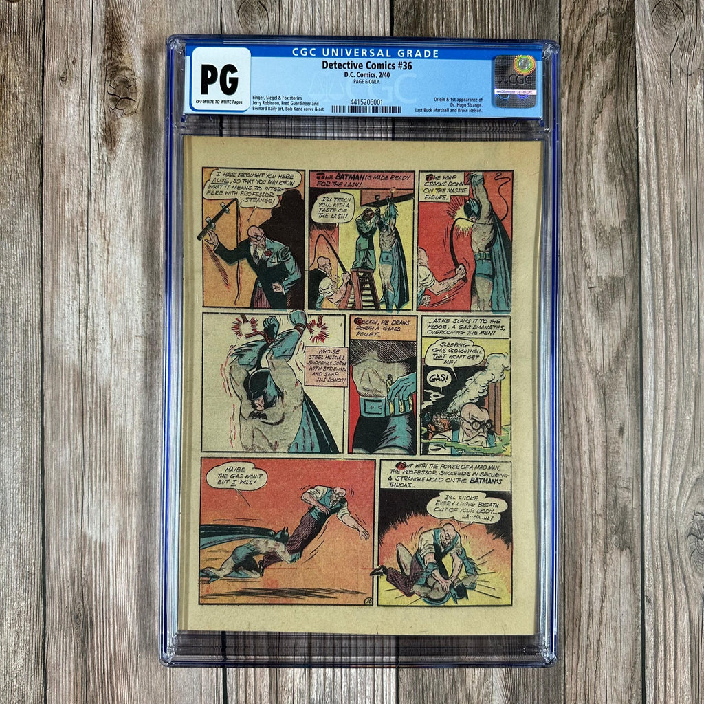 Bry's Comics *B0X1 Detective Comics #36 CGCPG PAGE 6 ONLY, 1st appearance and origin of Hugo Strange, debut of Batman’s finned gloves