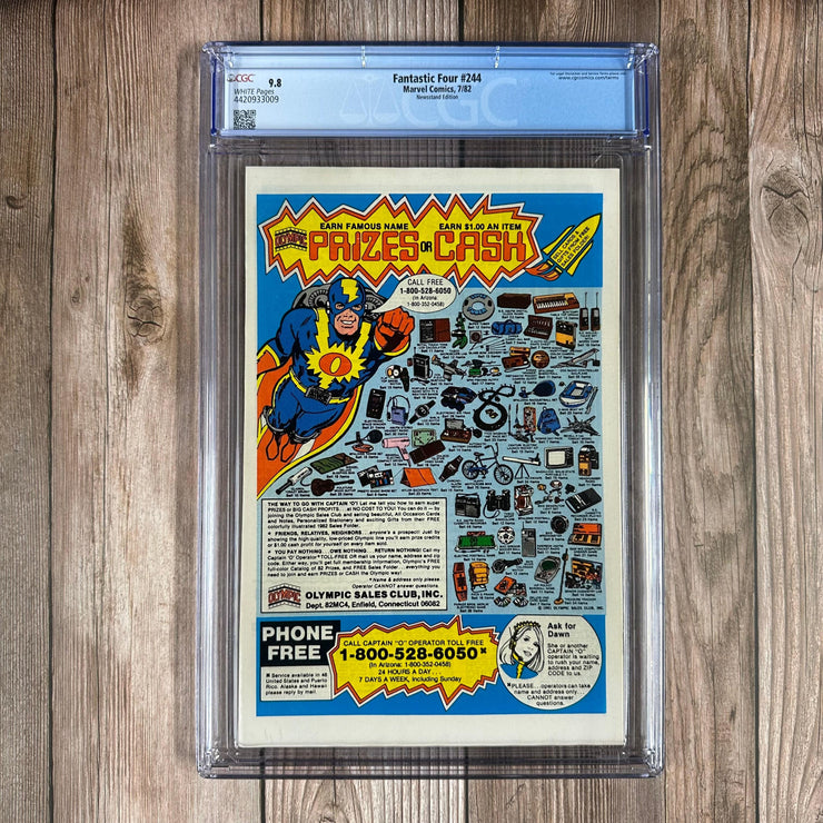 Bry's Comics * B0X1 Fantastic Four #244 CGC 9.8 WP 1st appearance of Frankie Raye as the second Nova, becomes a Herald of Galactus,NEWSSTAND EDITION