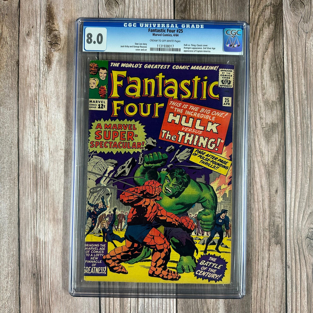 Bry's Comics *B0X1 Fantastic Four #25 CGC 8.0 2nd appearance of Captain America in Silver Age, 1st solo Hulk vs. Thing battle, cover appearance of Hulk vs. Thing