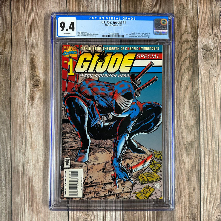 Bry's Comics *B0X1 G.I. Joe Special #1 CGC 9.4 WP Cover art by Todd McFarlane Spider-Man #1 (8/90) cover homage