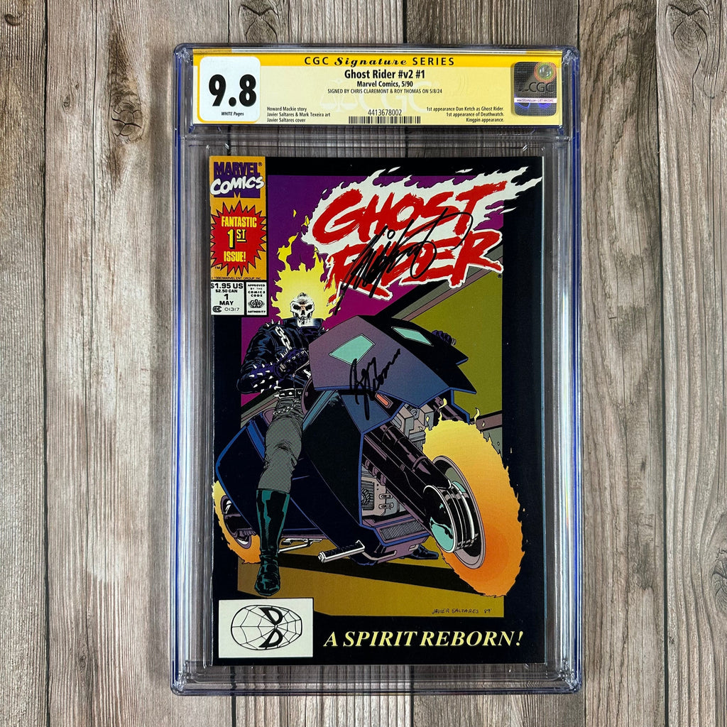 Bry's Comics *B0X1 Ghost Rider v2 #1 CGC 9.8 WP SS Signed by Chris Claremont & Roy Thomas, 1st appearance of Dan Ketch as Ghost Rider, Deathwatch, Barbara Ketch, and Stacy Dolan (cert:8002)