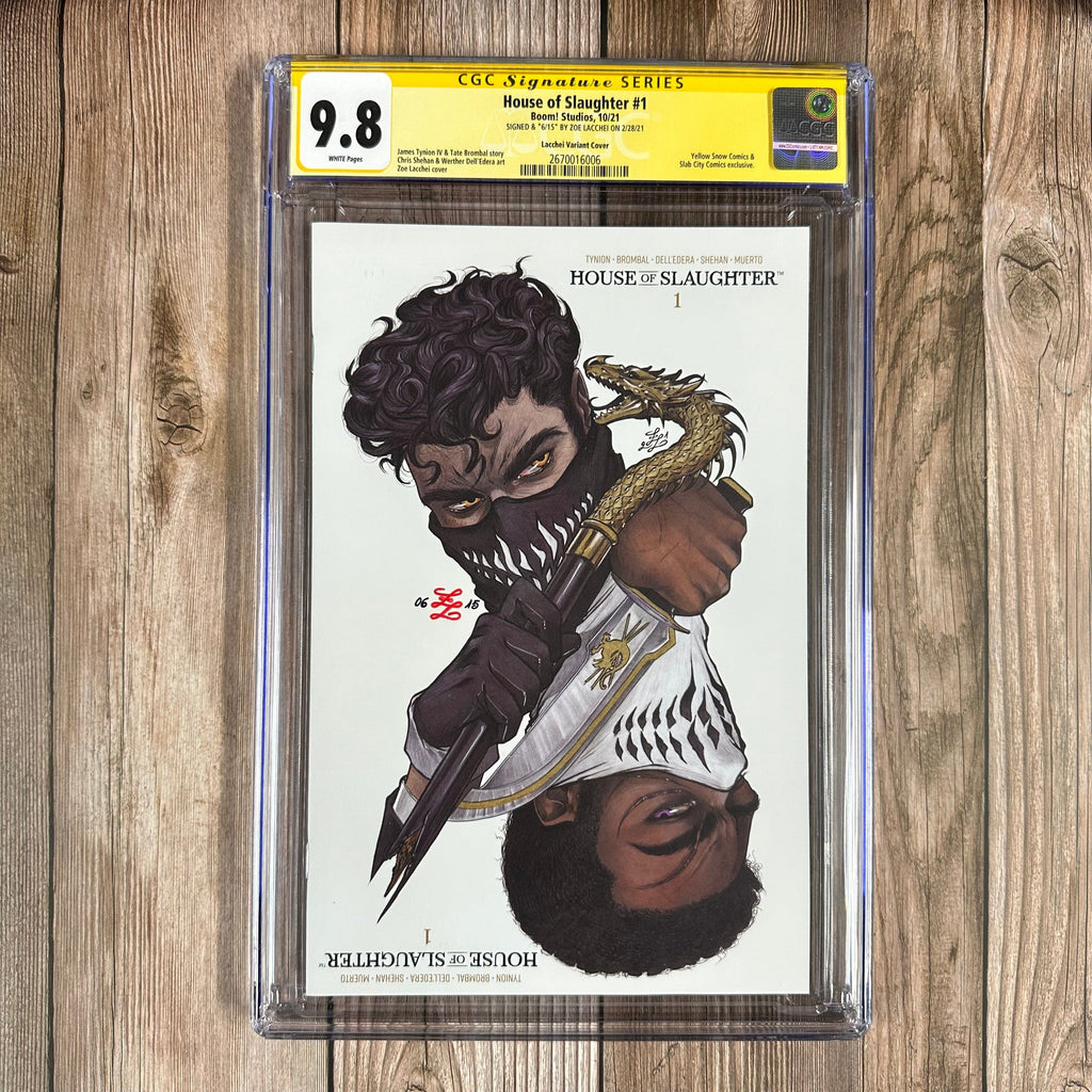 Bry's Comics *B0X1 House of Slaughter #1 CGC 9.6 WP SS Signed & "6/15" by Zoe Lacchei, Lacchei Variant Cover, Yellow Snow Comics & Slab City Comics exclusive, 1st appearance of Jace Boucher