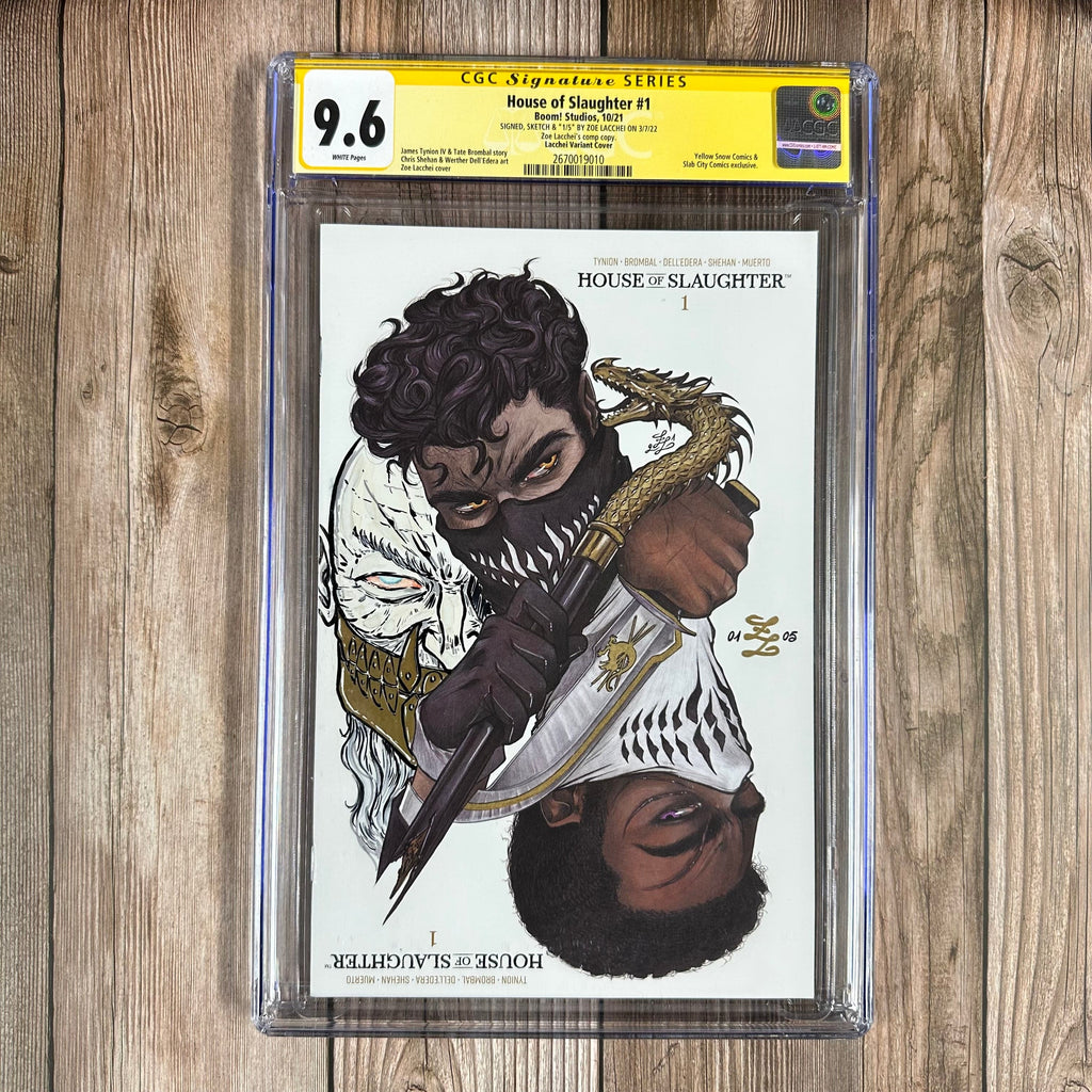 Bry's Comics *B0X1 House of Slaughter #1 CGC 9.6 WP SS Signed, Sketch & "1/5" by Zoe Lacchei, Lacchei  Variant Cover, Yellow Snow Comics & Slab City Comics exclusive, 1st appearance of Jace Boucher