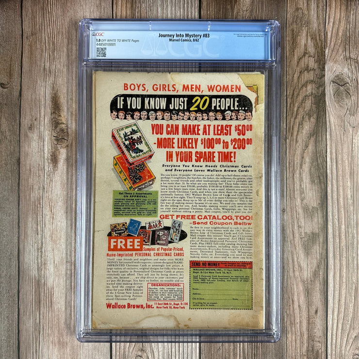 Bry's Comics *  B0X1 Journey Into Mystery #83 CGC 1.0 1st appearance and origin of Thor, 1st appearance of Donald Blake, 1st team appearance of the Kronans, introduction of Thor's hammer Mjolnir