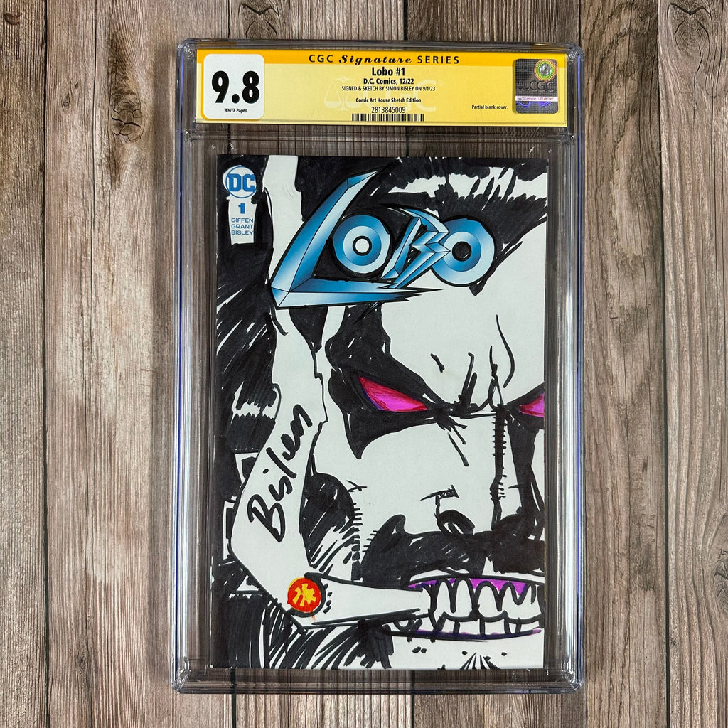 Bry's Comics *B0X1 Lobo #1 CGC 9.8 WP SS Signed & Sketched by Simon Bisley,  Comic Art House Sketch Edition Partial blank cover, with COA (cert:5009) *
