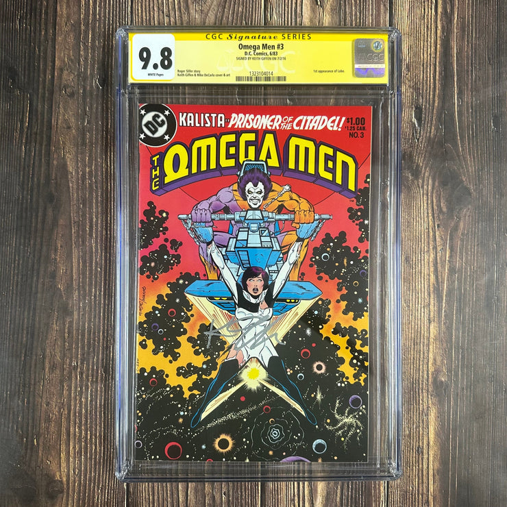 Bry's Comics *B0X1 Omega Men #3 CGC 9.8 WP SS Signed by Keith Giffen, ICONIC Cover Art by Keith Giffen, 1st appearance of Lobo, an intergalactic bounty hunter