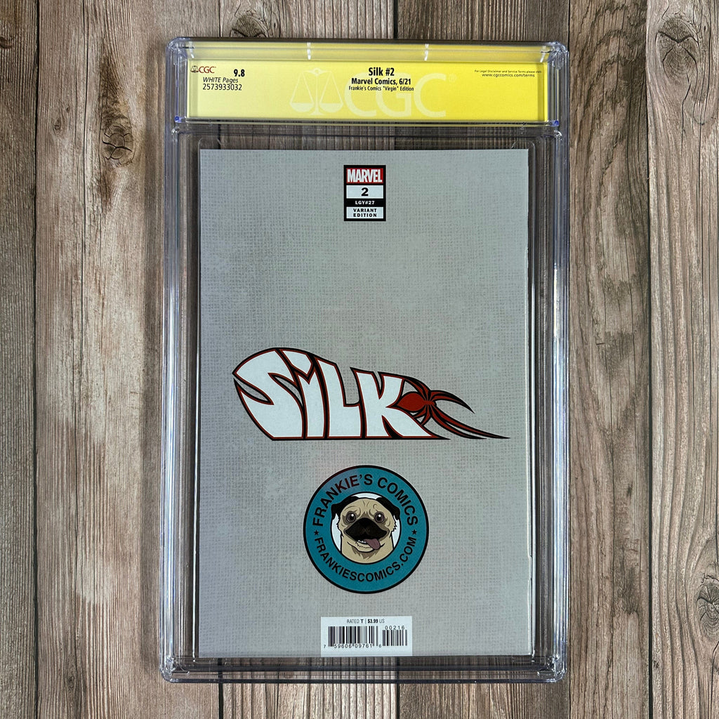 Bry's Comics *B0X1 Silk #2 CGC 9.8 WP SS Signed by Tyler Kirkham Frankie's Comics Virgin Edition Rookie Card Variant Cover (cert:3032)