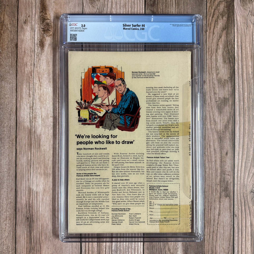 Bry's Comics *B0X1 Silver Surfer #4 CGC 3.0 ICONIC cover art by John Buscema, 1st battle of Silver Surfer vs Thor, 2nd appearance of Mephisto