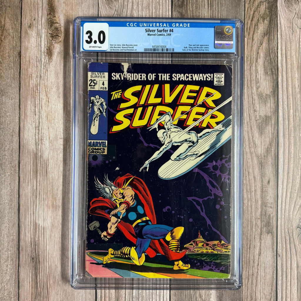 Bry's Comics *B0X1 Silver Surfer #4 CGC 3.0 ICONIC cover art by John Buscema, 1st battle of Silver Surfer vs Thor, 2nd appearance of Mephisto