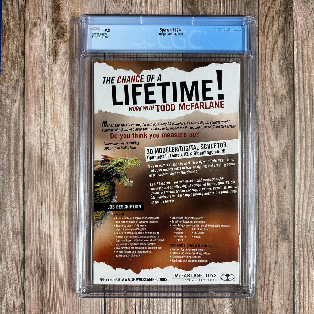 Bry's Comics *B0X1 Spawn #174 CGC 9.8 WP 1st appearance of Gunslinger Spawn, LOW PRINT