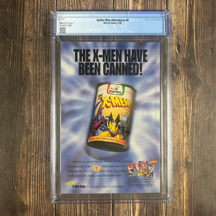 Bry's Comics *B0X1 Spider-Man Adventures #8 CGC 9.8 WP Cover Art by Alex Saviuk, 1st cameo appearance of the black symbiote costume in the comic based off of the animated series, NEWSSTAND EDITION