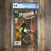 Bry's Comics *B0X1 Spider-Man Adventures #8 CGC 9.8 WP Cover Art by Alex Saviuk, 1st cameo appearance of the black symbiote costume in the comic based off of the animated series, NEWSSTAND EDITION