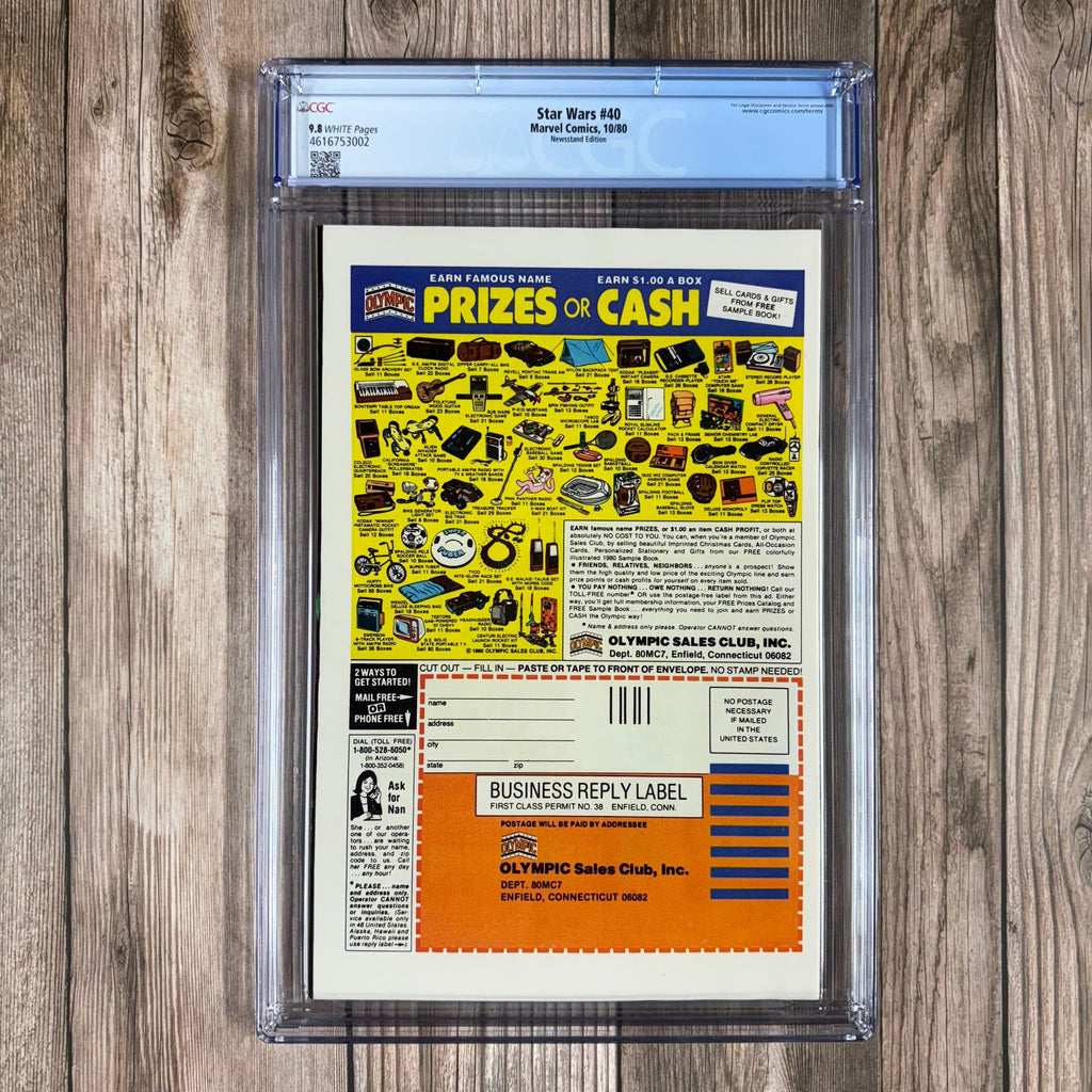 Bry's Comics *B0X1 Star Wars #40 CGC 9.8 WP 1st team appearance of Rogue Squadron, The Empire Strikes Back movie adaptation part two, NEWSSTAND EDITION