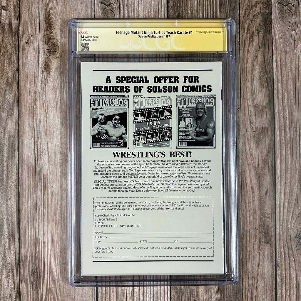 Bry's Comics *B0X1 Teenage Mutant Ninja Turtles Teach Karate #1 CGC 9.8 WP SS Signed & Sketched by Kevin Eastman One-shot (cert:3002)