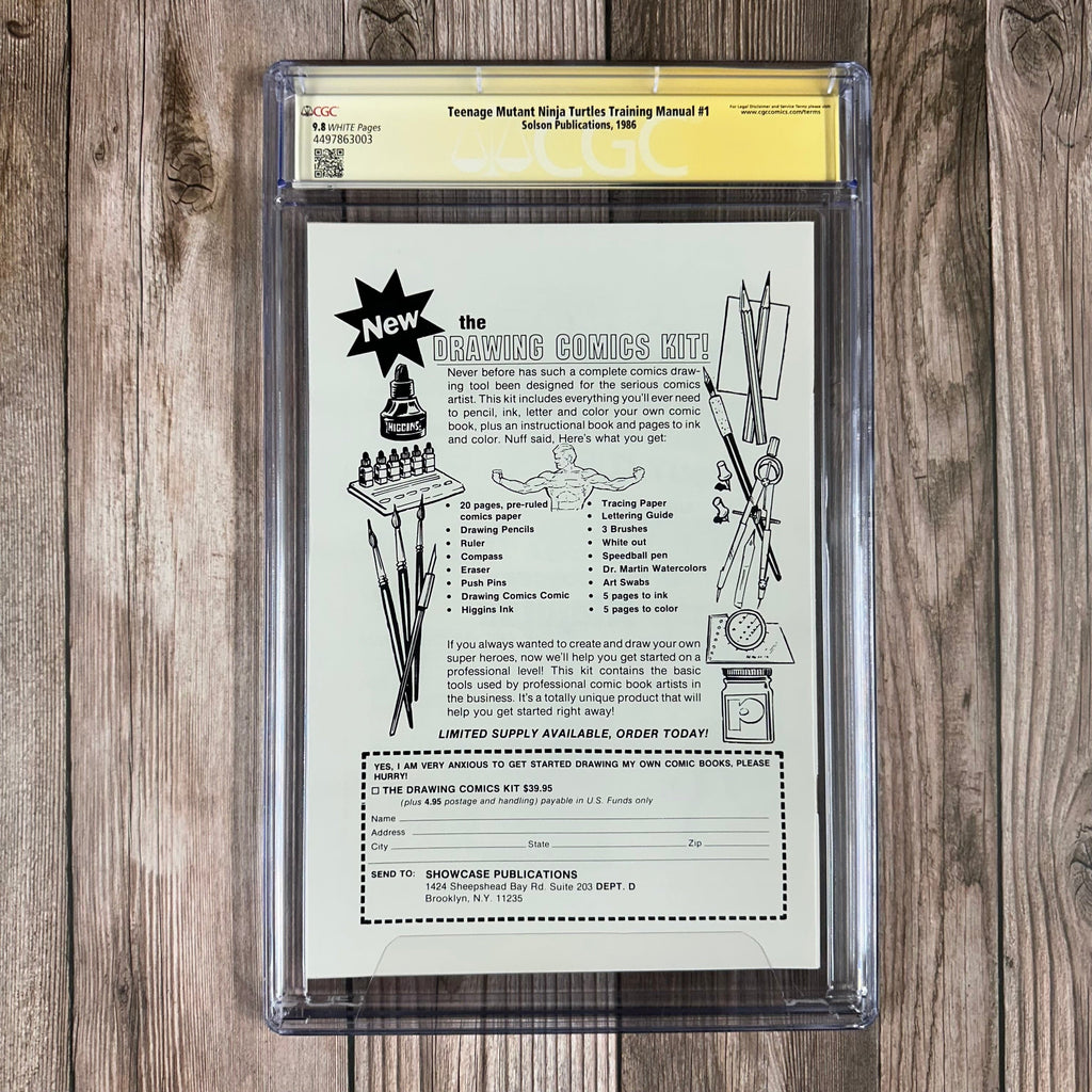 Bry's Comics *B0X1 Teenage Mutant Ninja Turtles Training Manual #1 CGC 9.8 WP SS Signed & Sketched by Kevin Eastman (cert:3003)