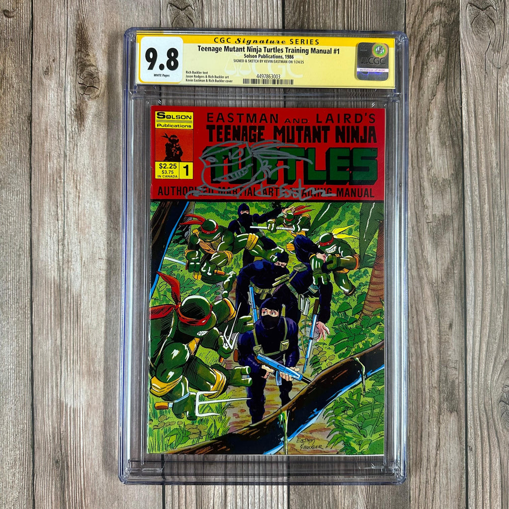 Bry's Comics *B0X1 Teenage Mutant Ninja Turtles Training Manual #1 CGC 9.8 WP SS Signed & Sketched by Kevin Eastman (cert:3003)