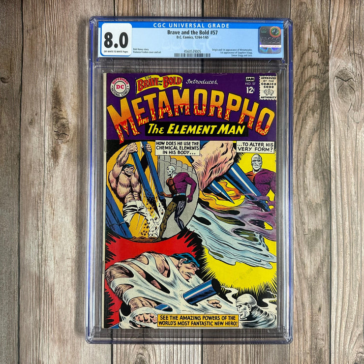 Bry's Comics * B0X1 The Brave and the Bold #57 CGC 8.0 1st appearance of Metamorpho, Simon Stagg, Java & Sapphire Stagg