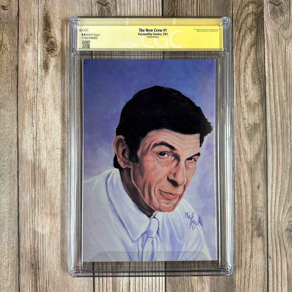 Bry's Comics *B0X1 The New Crew #1 CGC 8.0 WP SS Signed by Patrick Stewart, ("Kirk Lindo") & "0470' written on postcard attached to interior cover, Limited Edition