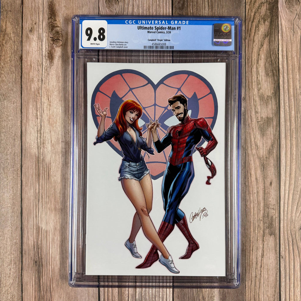 Bry's Comics *B0X1 Ultimate Spider-Man #1 CGC 9.8 WP 1:500 Virgin Variant Cover by J. Scott Campbell 1st appearance of Richard Parker II