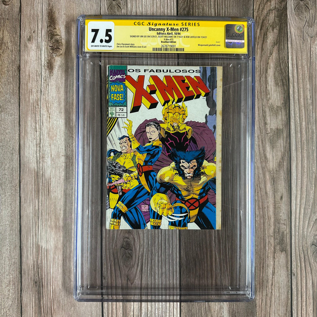 Bry's Comics *B0X1 Uncanny X-Men #275 CGC 7.5  SS Signed by Jim Lee, Scott Williams & Rob Liefeld, Brazilian Edition, Wraparound gatefold cover (cert:9001)