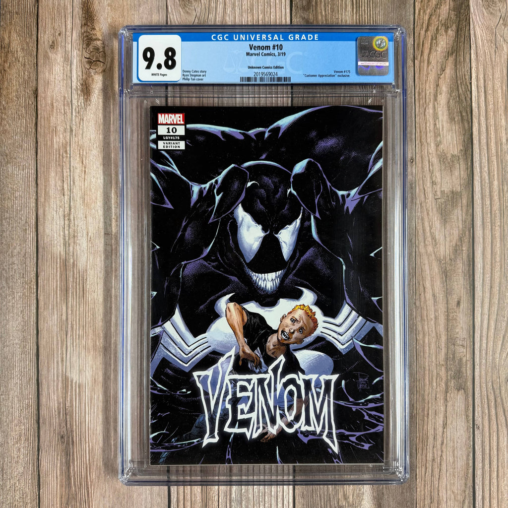 Bry's Comics *B0X1 Venom #10 CGC 9.8 WP Variant Cover by Philip Tan 1st cover appearance of Dylan Brock , Unknown Comics Edition "Customer Appreciation" exclusive.