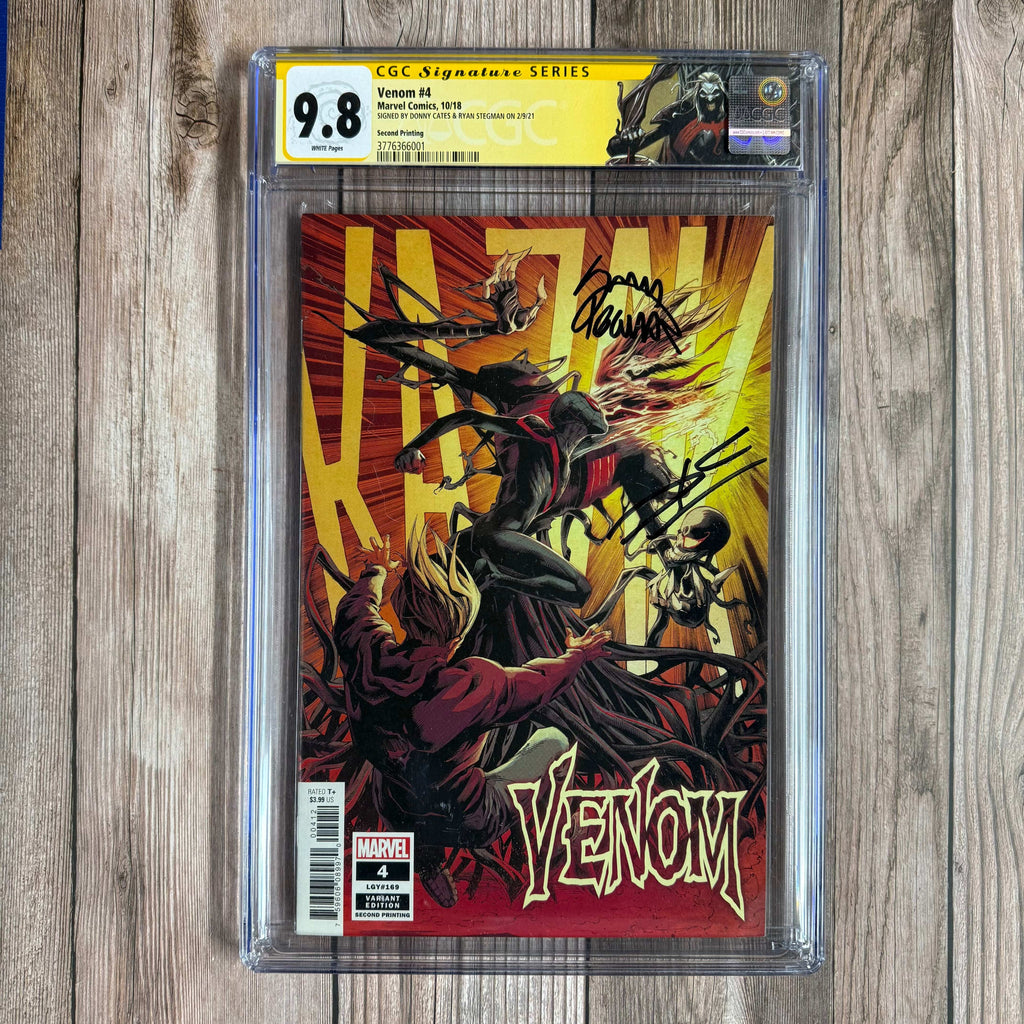 Bry's Comics *B0X1 Venom #4 CGC 9.8 WP Custom Label, SS Signed by Donny Cates & Ryan Stegman, 2nd Printing, Origin of Knull, Origin of Knowhere (cert:6001)