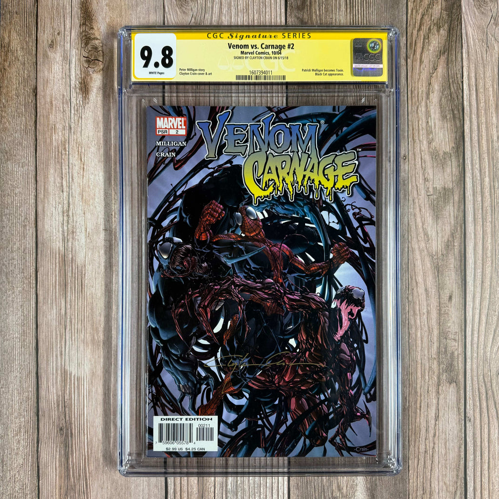 Bry's Comics *B0X1 Venom vs. Carnage #2 CGC 9.8 WP SS Signed by Clayton Crain Patrick Mulligan becomes Toxin (cert:4011)