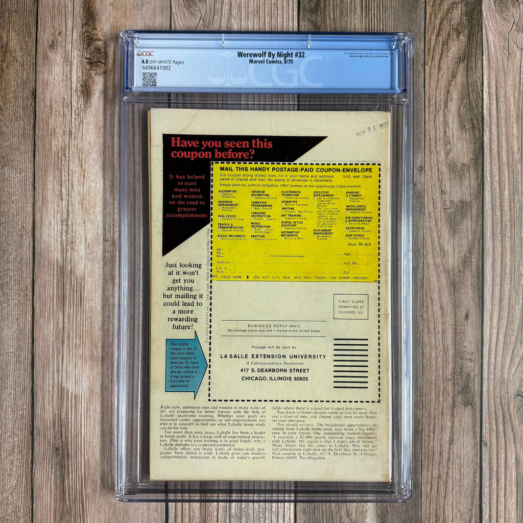 Bry's Comics *B0X1 Werewolf By Night #32 CGC 4.0 1st appearance and origin of Moon Knight