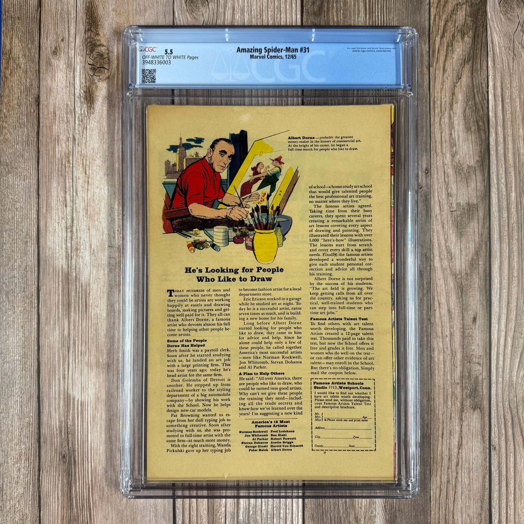 Bry's Comics *B0X2 Amazing Spider-Man #31 CGC 5.5 1st appearance of Gwen Stacy, Harry Osborn, and Miles Warren, Doctor Octopus becomes Master Planner, 1st use of “Thwip”