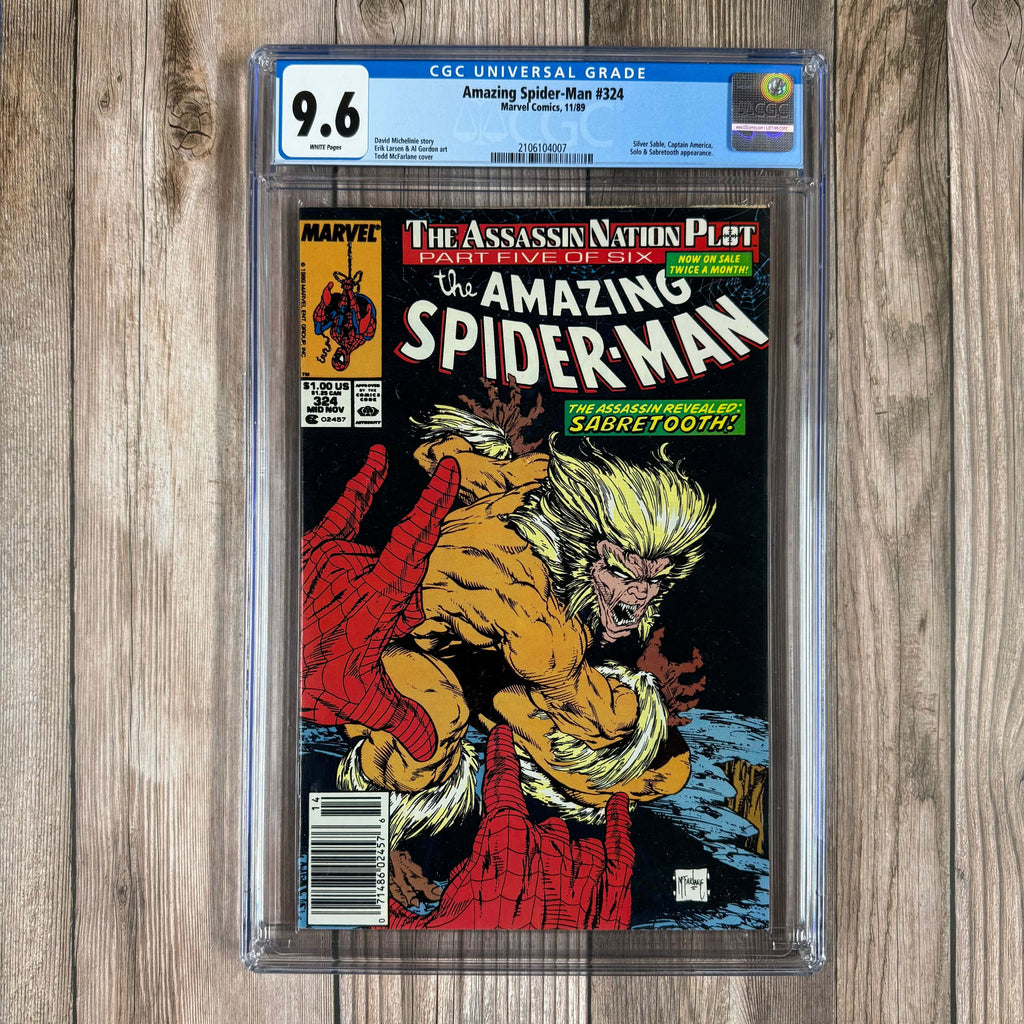 Bry's Comics *B0X2 Amazing Spider-Man #324 CGC 9.6 WP Cover Art by Todd McFarlane featuring Sabretooth, NEWSSTAND EDITION