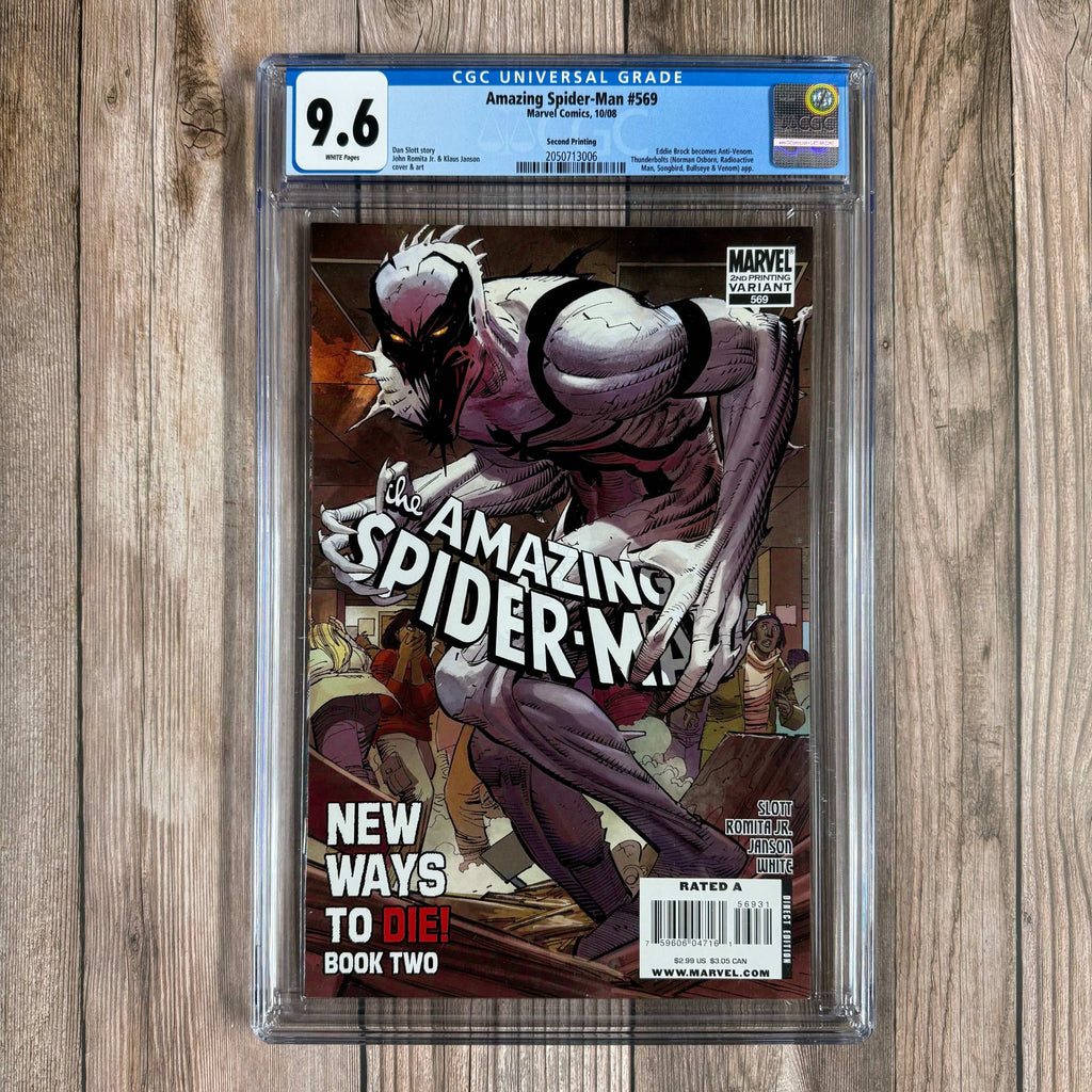 Bry's Comics B0X2 Amazing Spider-Man #569 CGC 9.6 WP 2nd Print Variant Cover by John Romita Jr. 1st cameo appearance of Anti-Venom