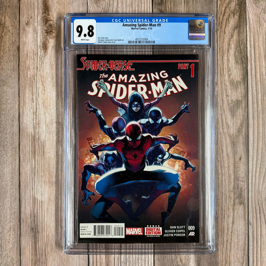 Bry's Comics *B0X2 Amazing Spider-Man #9 CGC 9.8 WP 2nd appearance of Spider-Gwen, 1st cameo appearance of Solus, 1st cameo appearances of Supaidaman and Web-Slinger, official beginning of the Spider-Verse event *