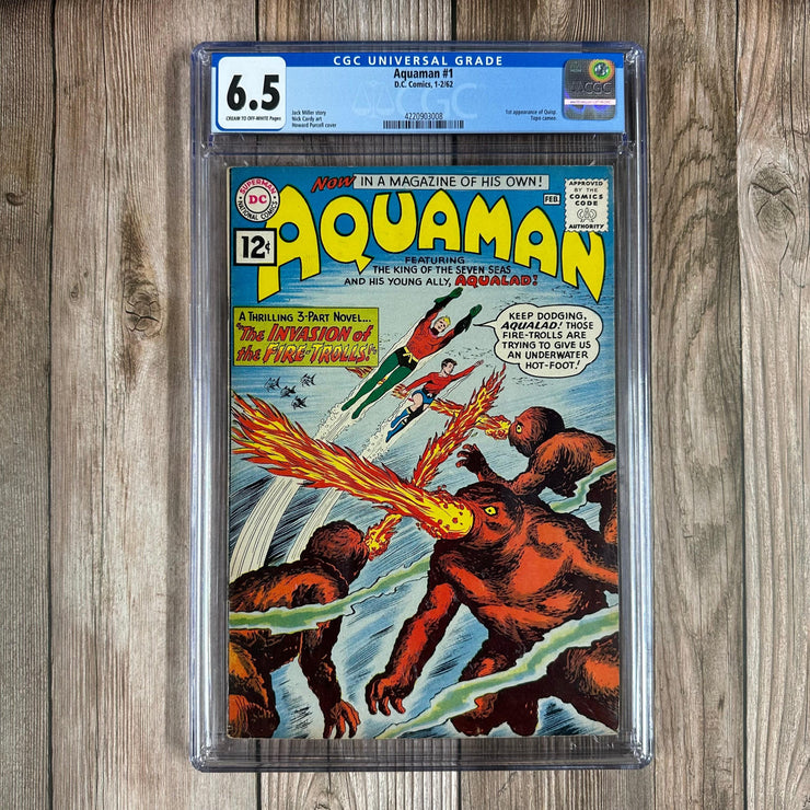 Bry's Comics * B0X2 Aquaman #1 CGC 6.5 premiere issue of the first Aquaman title series, 1st appearance of Qwsp (5th dimension creature & ally of Aquaman)
