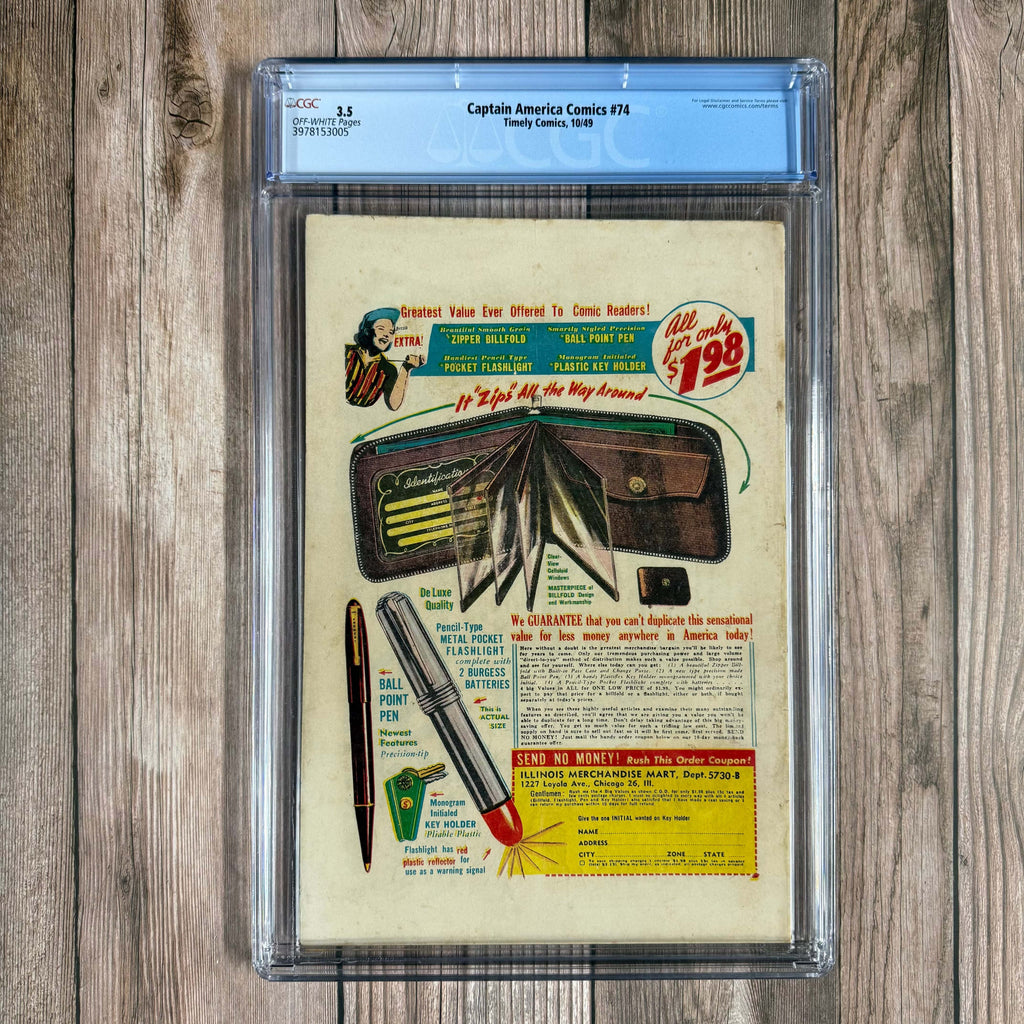 Bry's Comics *B0X2 Captain America Comics #74 CGC 3.5 CLASSIC Red Skull cover by Martin Nodell&nbsp; Beginning of horror format