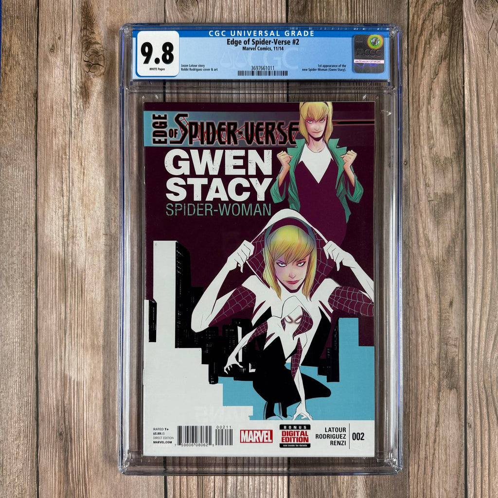 Bry's Comics *B0X2 Edge of Spider-Verse #2 CGC 9.8 WP 1st appearance of Spider-Gwen (Gwen Stacy, Earth-65), Em Jay Watson (Earth-65), and the Mary Janes