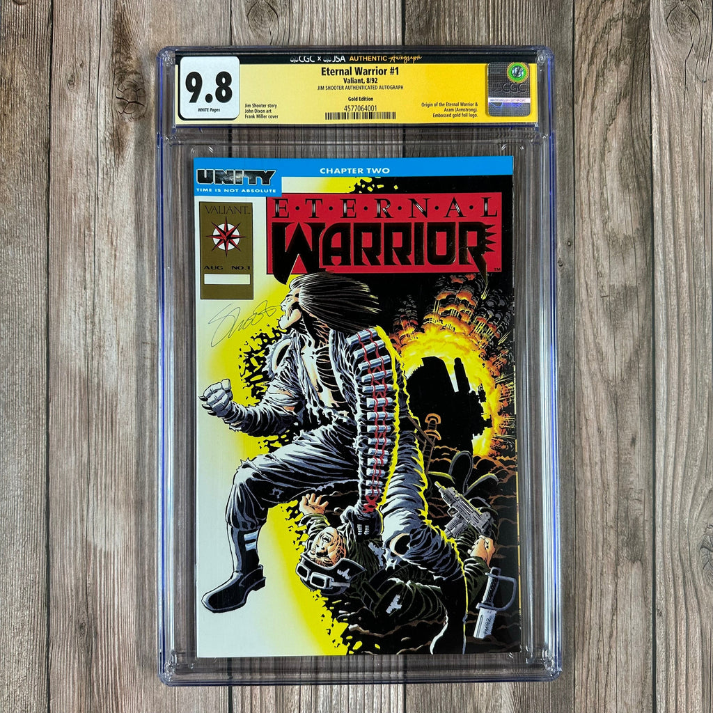 Bry's Comics *B0X2 Eternal Warrior #1 CGC 9.8 WP Authenticated Signature of Jim Shooter Gold Edition Origin of the Eternal Warrior & Aram (Armstrong) (cert:4001)