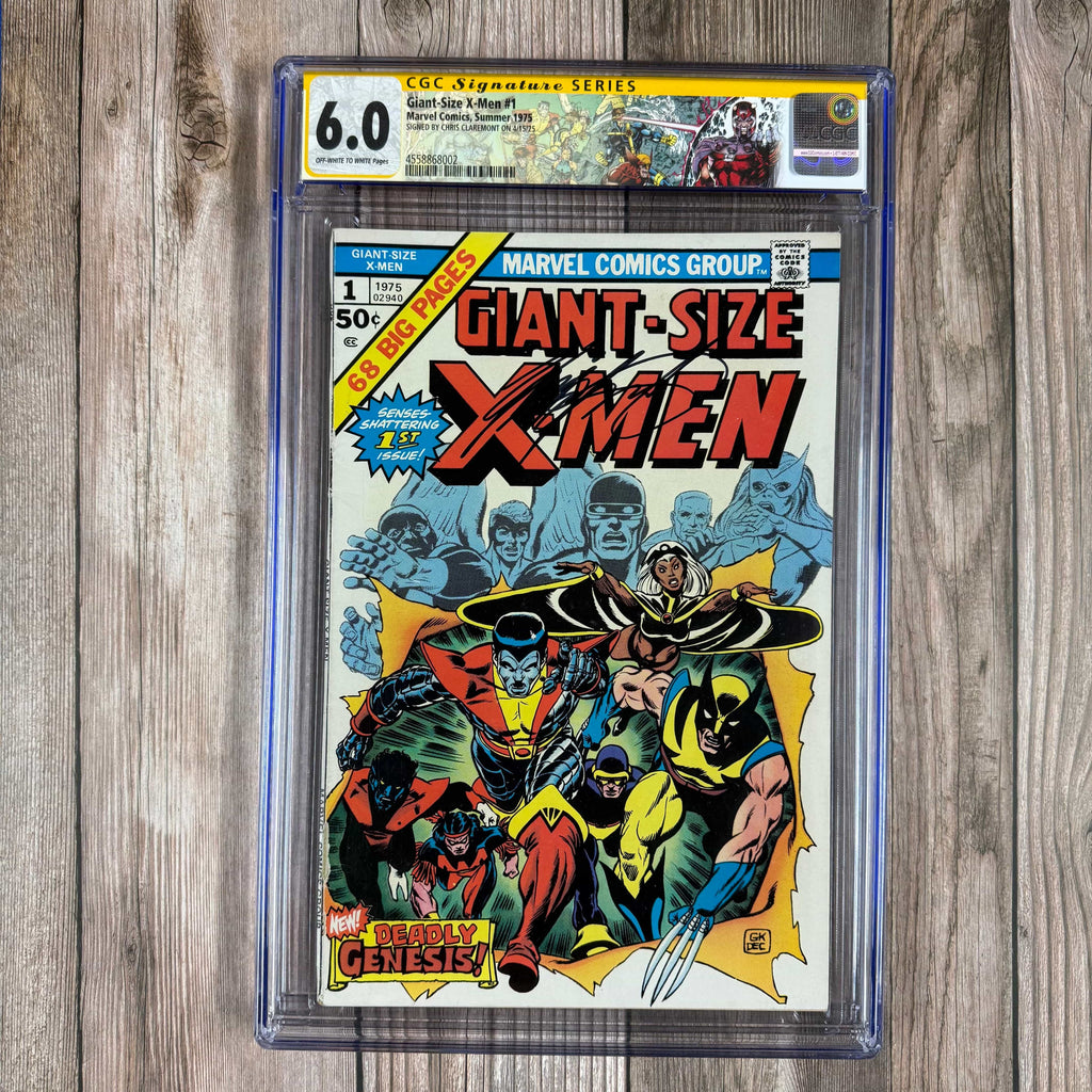 Bry's Comics *B0X2 Giant-Size X-Men #1 CGC 6.0 Custom Label, SS Signed by Chris Claremont 1st appearance of Storm, Nightcrawler, Colossus, Thunderbird, 3rd appearance of Wolverine, 1st appearance of Illyana Rasputin, intro of Krakoa (cert:8002)