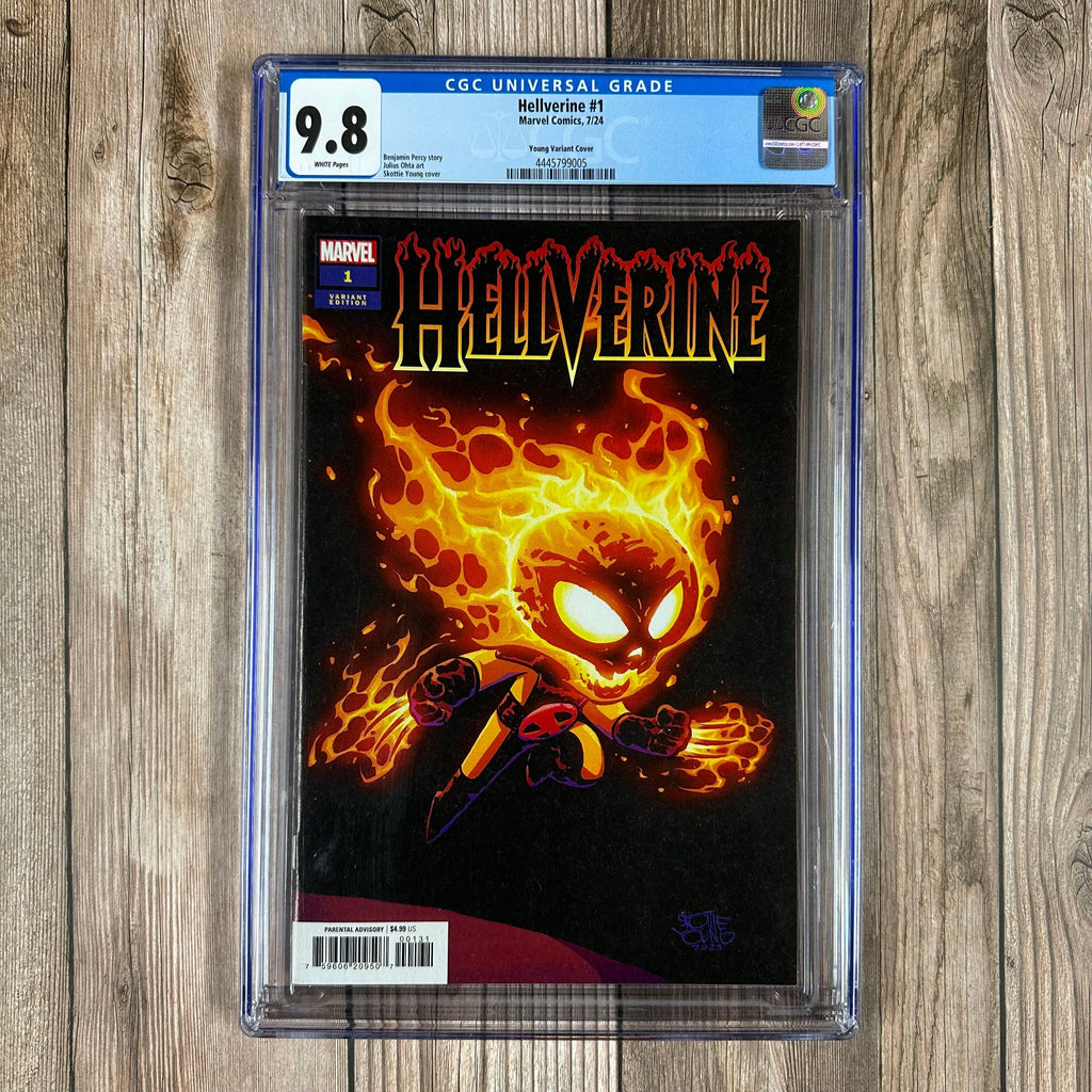 Bry's Comics *B0X2 Hellverine #1 CGC 9.8 WP Variant Cover by Skottie Young, 1st team appearance of the Hellfire Warriors, Daken becomes Hellverine