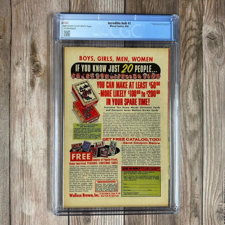 Bry's Comics *B0X2 Incredible Hulk #3 CGC 6.5 3rd appearance of the Hulk and 2nd team appearance of the Circus of Crime