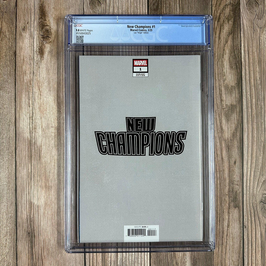Bry's Comics *B0X2 New Champions #1 CGC 9.8 WP 1:100 Virgin Variant cover by Stanley Artgerm Lau 1st team appearance of the New Champions, 1st cameo of Kid Juggernaut and Gold Tiger, 2nd cameo of Monte