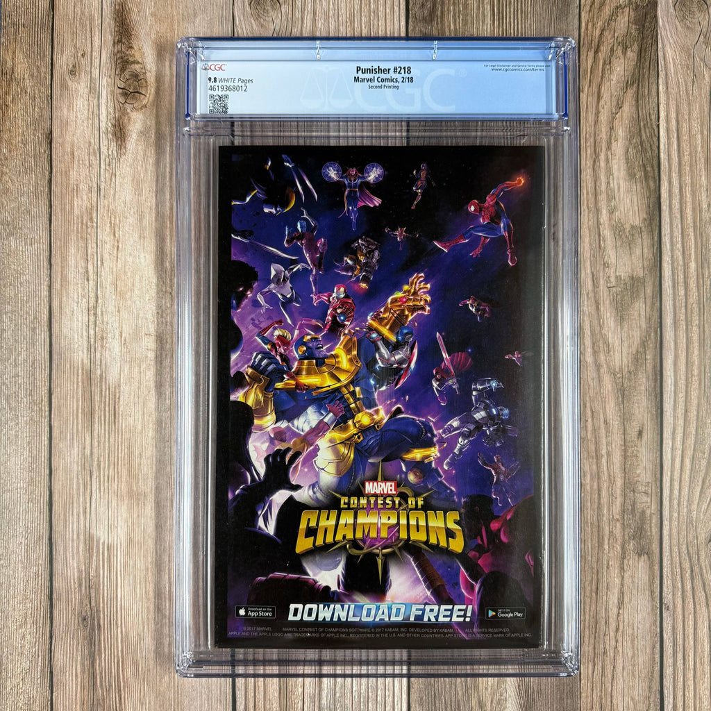 Bry's Comics *B0X2 Punisher #218 CGC 9.8 WP 2nd Print 1st cameo appearance of Punisher War Machine armor, LOW PRINT