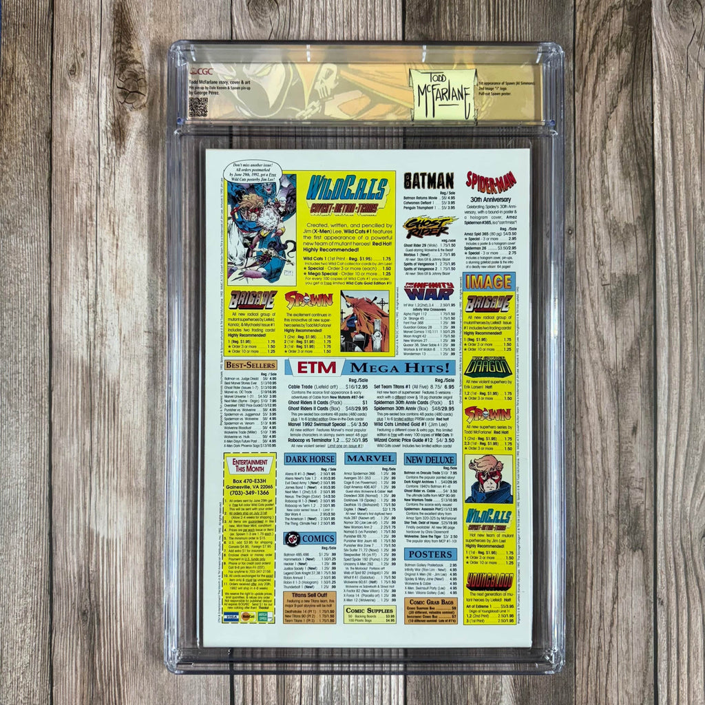 Bry's Comics *B0X2 Spawn #1 CGC 9.8 WP Custom Label, SS Signed by Todd McFarlane 1st appearance of Spawn, Sam & Twitch, Malebolgia, cameo of Jason Wynn (cert:8006)