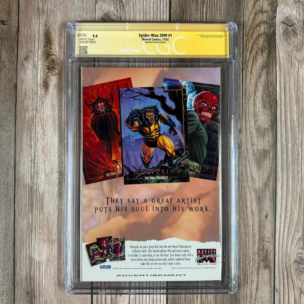 Bry's Comics *B0X2 Spider-Man 2099 #1 CGC 9.4 WP SS Signed & Sketched by Rick Leonardi, Red Foil Cover 1st appearance and origin of Spider-Man 2099 (Miguel O’Hara) (cert:9001) Manufacturing ERROR