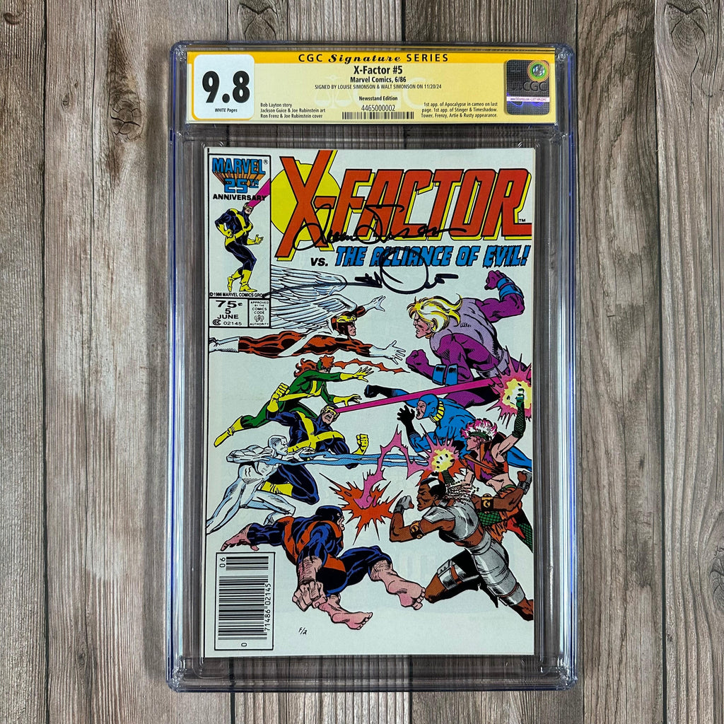 Bry's Comics *B0X2 X-Factor #5 CGC 9.8 WP SS Signed by Louise Simonson & Walt Simonson, 1st cameo appearance of Apocalypse, 1st appearance of Stinger & Timeshadow , NEWSSTAND EDITION (cert:0002)