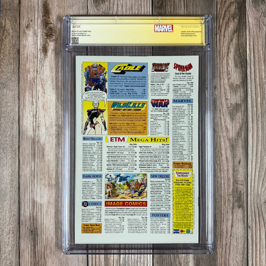 Bry's Comics *B0X2 X-Men #11 CGC 9.8 WP Custom Label, SS Signed by Jim Lee, ICONIC cover art by Jim Lee (cert:9001)