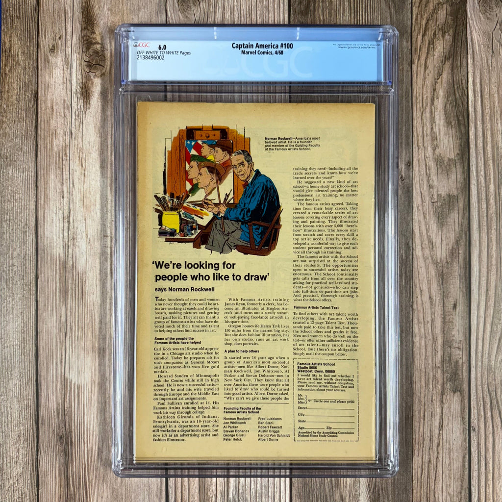 Bry's Comics *B0X3 Captain America #100 CGC 6.0 1st solo-titled Captain America series in the Silver Age *