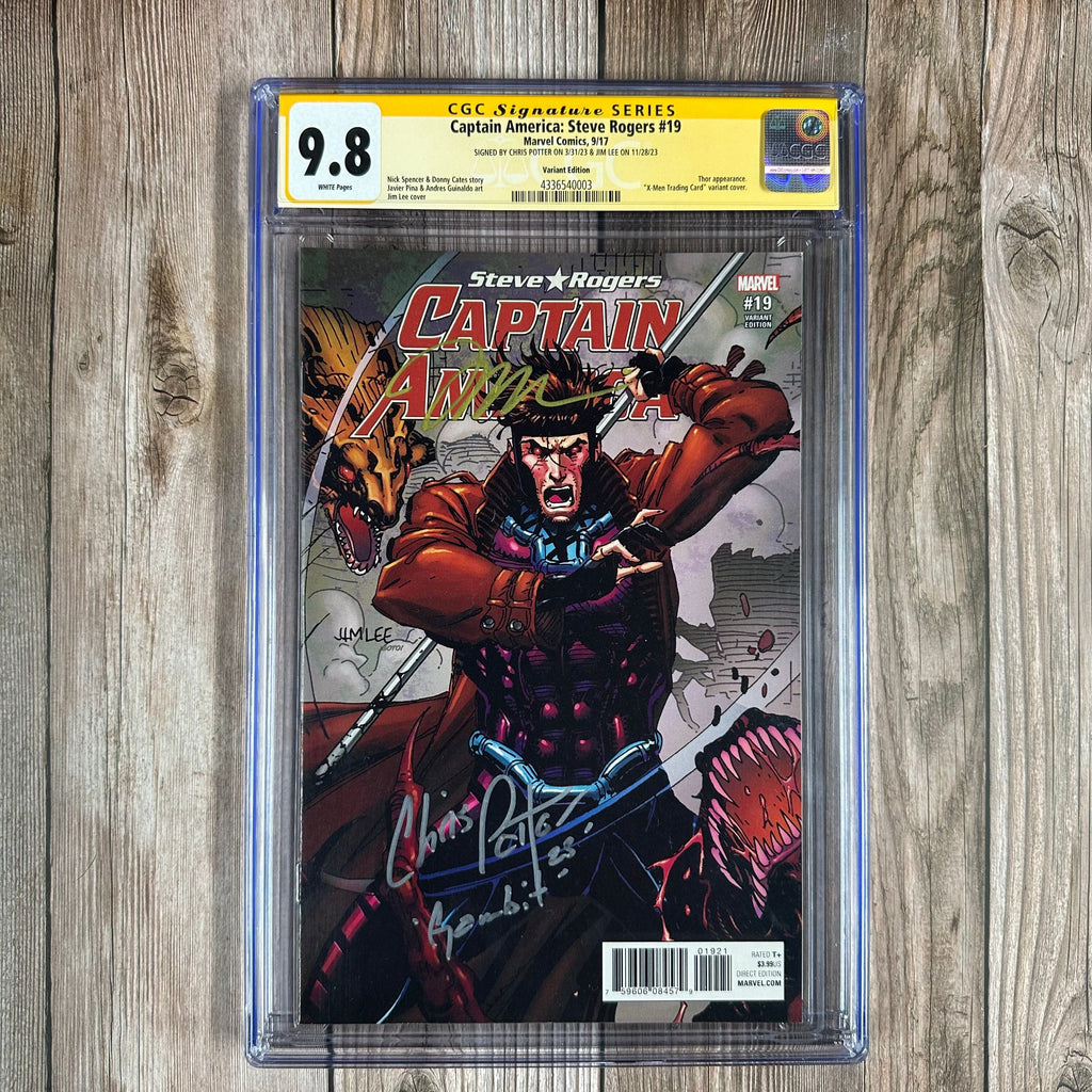 Bry's Comics *B0X3 Captain America: Steve Rogers #19 CGC 9.8 WP SS Signed by Jim Lee & Chris Potter, Variant Edition "X-Men Trading Card" Variant Cover (cert:0003)