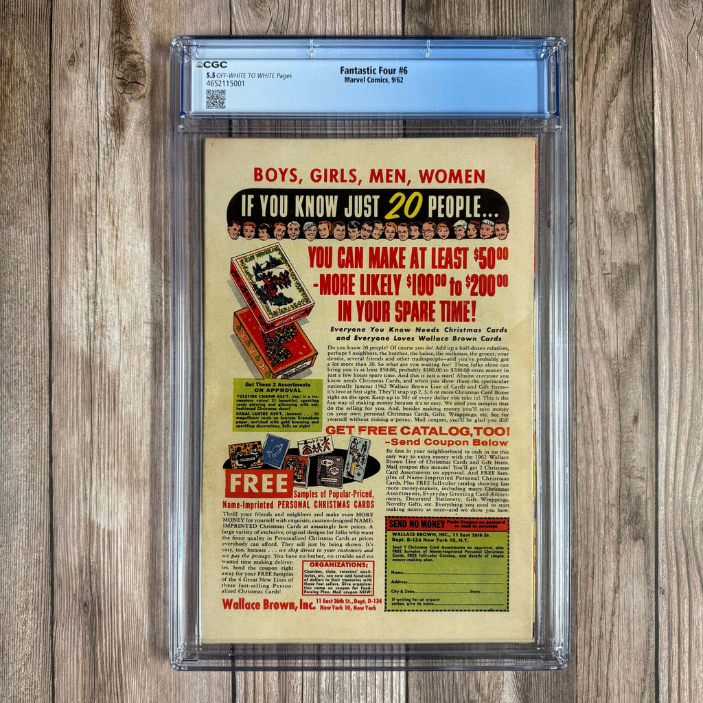 Bry's Comics *B0X3 Fantastic Four #6 CGC 5.5 2nd appearance of Doctor Doom, 2nd Silver Age appearance of Sub-Mariner, 1st team-up of Doctor Doom & Sub-Mariner