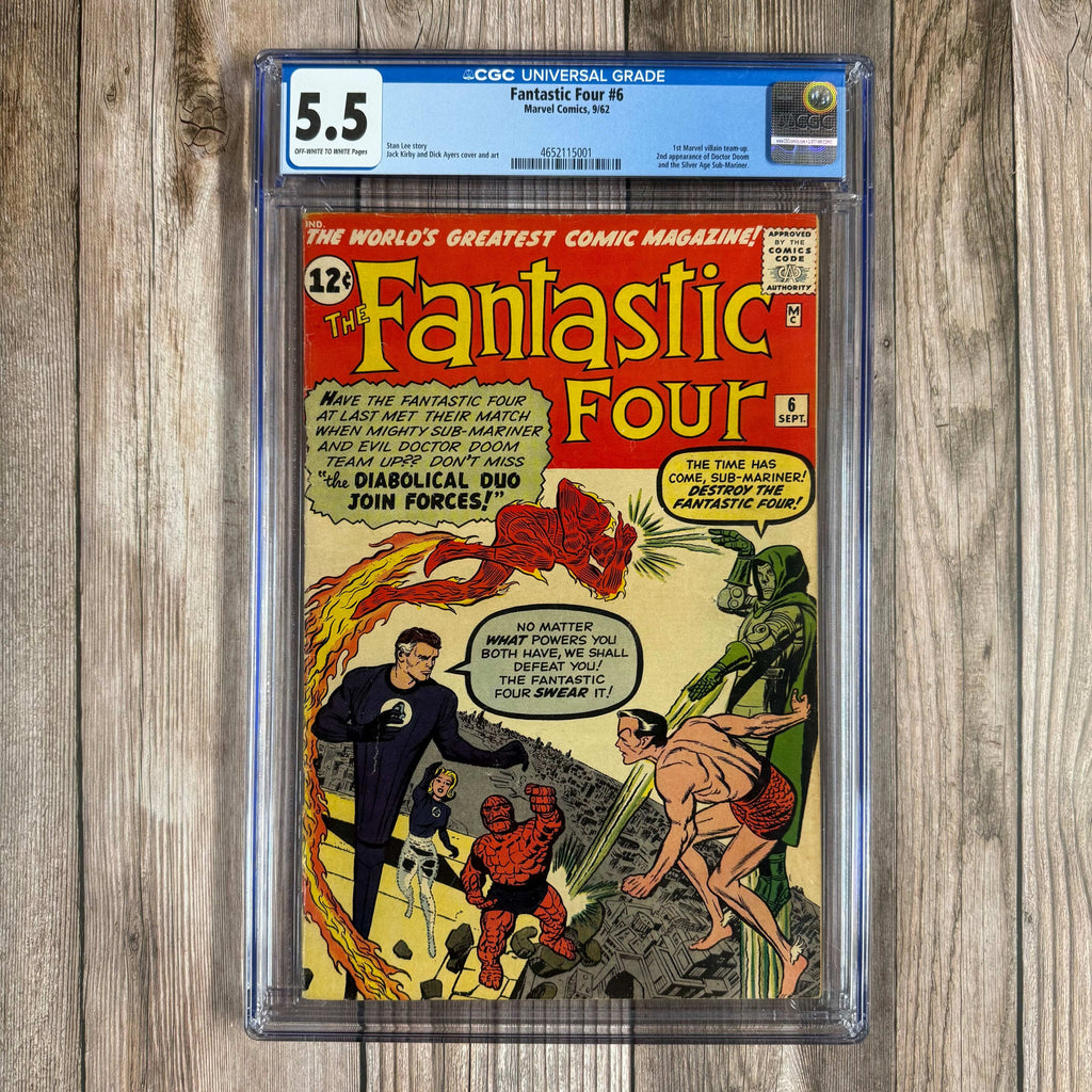 Bry's Comics *B0X3 Fantastic Four #6 CGC 5.5 2nd appearance of Doctor Doom, 2nd Silver Age appearance of Sub-Mariner, 1st team-up of Doctor Doom & Sub-Mariner